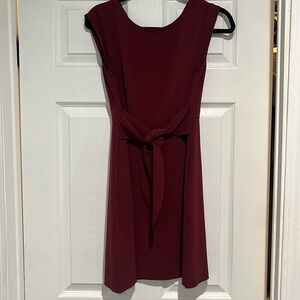 LOFT petit maroon front tie mini dress with pockets
